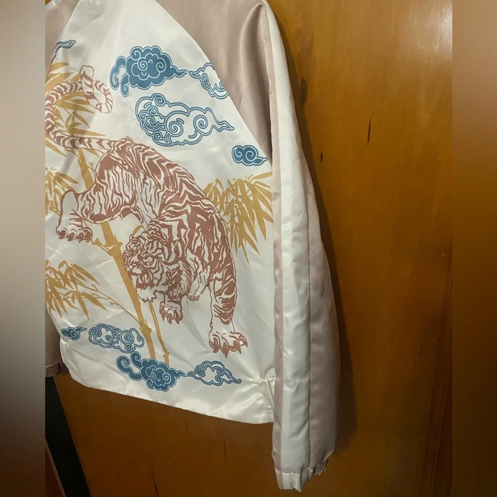 Zara Silk Printed Bomber Jacket - Picture 8 of 10